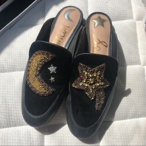 Asymmetrical Star & Moon Slide Mules